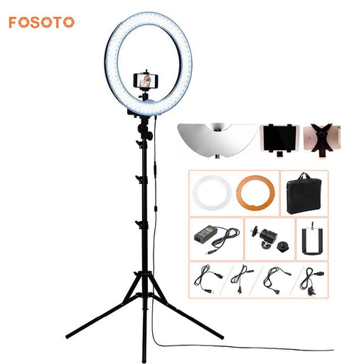 fosoto Camera Photo/Video/phone RL-18 55W 240 LED 5500K Photography Dimmable Ring Video Light Lamp With Moon Mirror/Tripod Stand