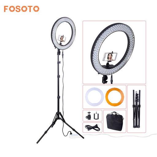fosoto Newest RL188 DSLR Camera Photo Studio Phone Video 18"55W 240 LED 5500K Photography Dimmable Ring Light Lamp&Tripod Stand