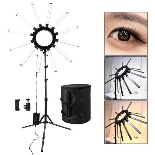 fosoto TL-1800 Photographic Lighting Dimmable 3200-5600K 12 Tubes 672 Leds Camera Photo Studio Phone Photography ring light Lamp