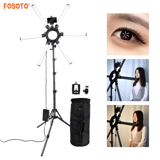 fosoto TL-1200S Photographic lighting 6 Tubes 336 leds 3200-5500K 120W Dimmable Camera Photo Phone Video Ring Light Lamp Stand